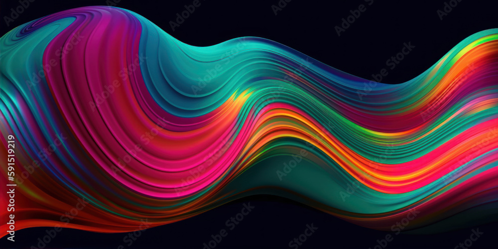 Poster Abstract liquid motion flow. Curved wave colorful pattern Generative AI