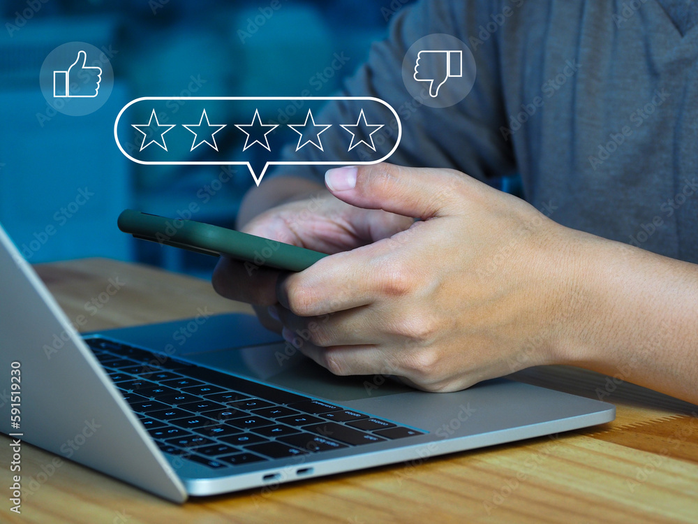 Poster star ratings from users or customers satisfaction rating like or dislike from providing services or 