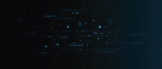 Abstract futuristic electronic circuit or digital technology futuristic circuit on blue background, Cyber science tech, Innovation communication future, Ai big data, internet network connection,