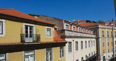 Fototapeta na wymiar Panoramic view on authentic portuguese buildings in the centre of Lisbon, Portugal