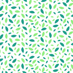 Seamless floral pattern with green leaves in naive style.