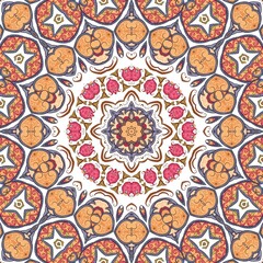 Abstract Pattern Mandala Flowers Art Colorful Orange Brown Pink 127