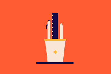  pencil  illustration in flat style design. Vector illustration.