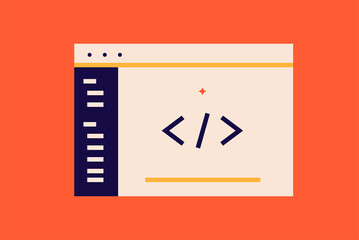 code  illustration in flat style design. Vector illustration.