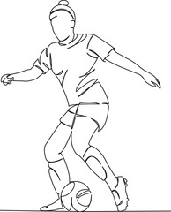 Fototapeta premium girl soccer player with the ball passes
