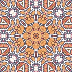 Abstract Pattern Mandala Flowers Art Colorful Orange Brown Blue 120