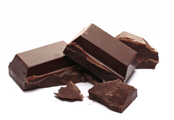 Chopped chocolate isolated on white