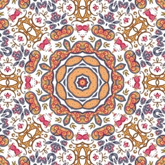 Abstract Pattern Mandala Flowers Art Colorful Orange Brown Blue 116