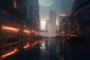 A futuristic cityscape with advanced virtual reality technology and gaming culture, Generative AI