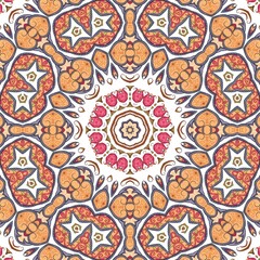 Abstract Pattern Mandala Flowers Art Colorful Orange Brown Pink 106