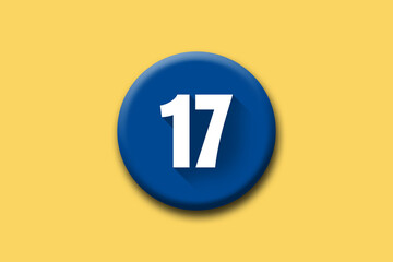 17 - seventeen - number on blue button and yellow background