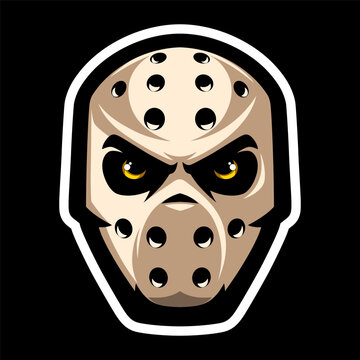 Hockey mask icon in flat style. Goalkeeper helmet. Goalie logo. Sports equipment. Sport games.