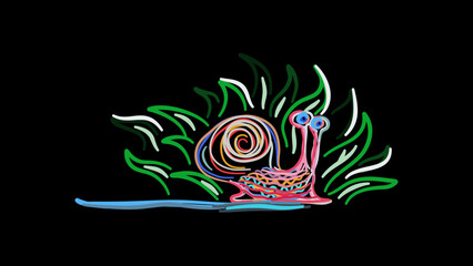 Obraz premium Neon snail illustration