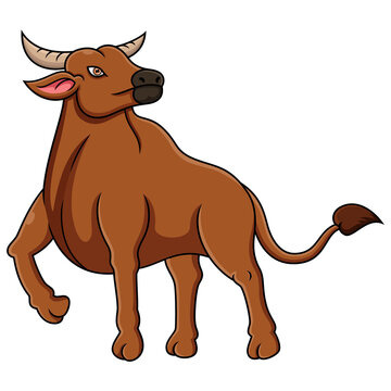 Cartoon buffalo isolated on white background