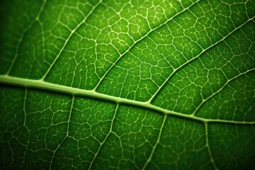 Illustration of a Close-Up View of a Green Leaf with Detailed Veins and Texture, Generative AI