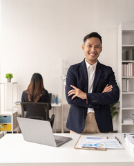 Business women and man working in the office