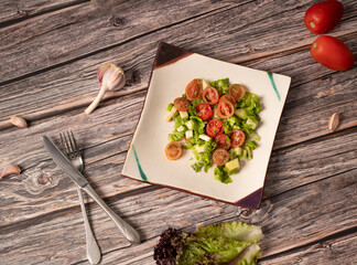 fresh fruits on a wooden table