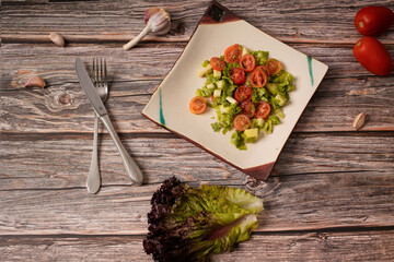 vegetables on a wooden table