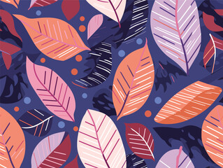 Fototapeta na wymiar Autumnal Bliss: A Vector Seamless Background of Nature-Inspired Shapes in Pink and Blue