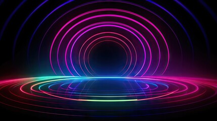 3d and 2d rendering, colorful neon lines, glowing in the dark. minimalistic, futuristic and abstract geometric background wallpaper. Ultraviolet spectrum. Cyber space.. Generative AI