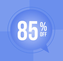 85 percent off Discount for big sales with ballon on  blue background