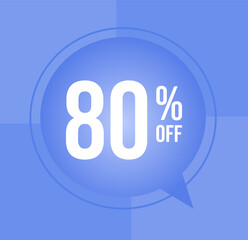 80 percent off Discount for big sales with ballon on  blue background