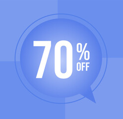 70 percent off Discount for big sales with ballon on  blue background