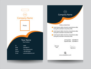 Corporate identity card template collection with photo placeholders. Employee or student ID card set design for office or school. Print-ready identification card template.