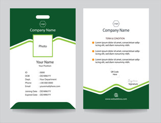 Corporate identity card template collection with photo placeholders. Employee or student ID card set design for office or school. Print-ready identification card template.