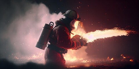 Obraz na płótnie Canvas firefighter,digital illustration generative AI