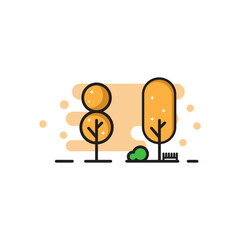 Elements of trees and shrubs, garden. Modern colors with a simple design. illustration garden icon.