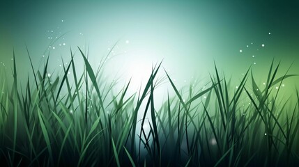 Obraz premium arrière plan, brins d'herbe, illustration graphique panoramique, pelouse en avant plan, ia générative