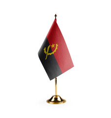 Small national flag of the Angola on a white background