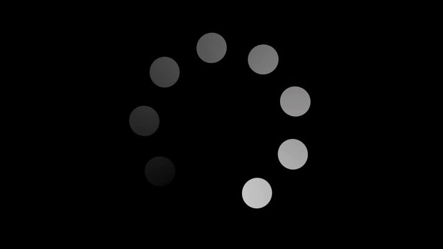 Loading circle icon animation on black background. Loading wheel animation. Load icon.