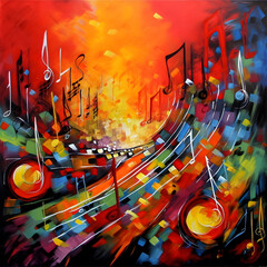 Abstract background with notes. Illustration. Ai generation.