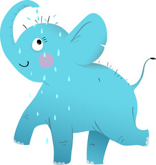 A cute and playful hand-drawn clipart of a baby elephant, walking with a smile. Animal character illustration for children, wildlife, and zoo cartoon. Vector illustration for kids.