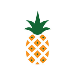 Pineapple Icon, Ananas Silhouette, Tropical Fruit Design, White Black Pine Apple Symbol Isolated