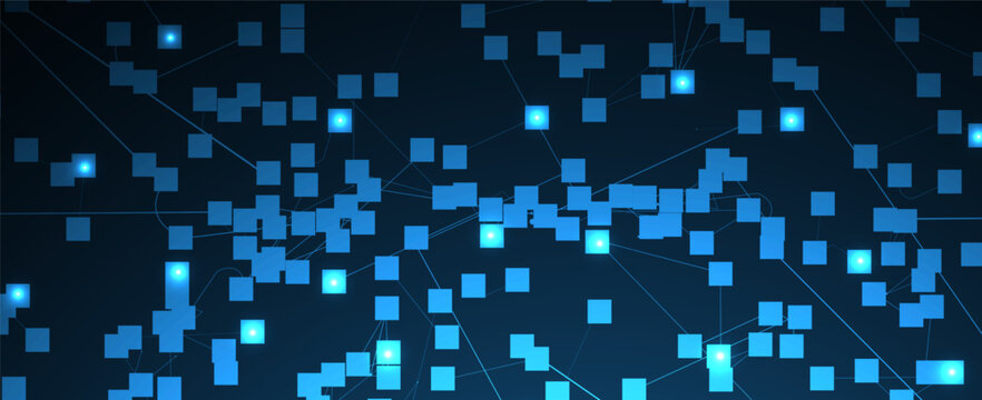 Neural network concept. Connected cells with links. High technology process. Abstract background