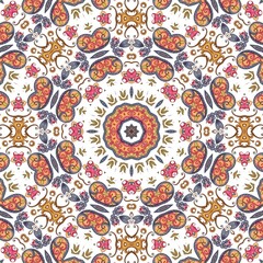 Abstract Pattern Mandala Flowers Art Colorful Orange Brown Blue 17