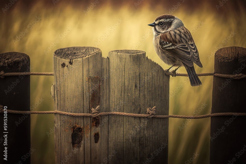 Poster singing bird on a stick generative ai