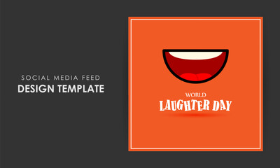 Vector illustration of Happy World Laughter Day social media story feed mockup template