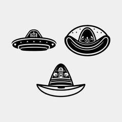 mexican hat sombrero vector black icon isolated