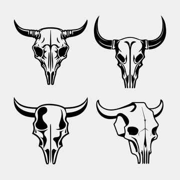set of dead cow skulls vector design