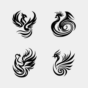 Phoenix logo flying bird design vector idea