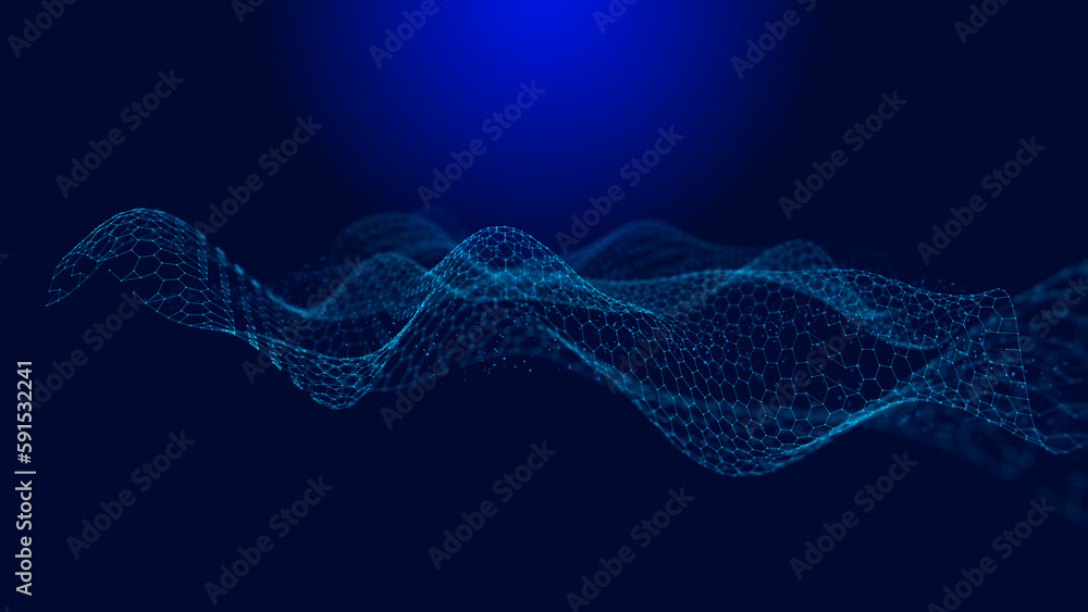 Poster abstract digital wave. digital network background. 3d rendering