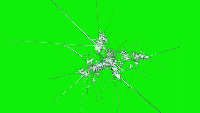 footage of broken glass, with green screen in the background.