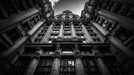 Fototapeta premium A Glimpse of Royalty: Step Inside an Opulent Office Building with Baroque Ornamental Details. Ai Generative.