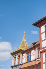 Goldenes Dach und Erker des Rathauses, Schwabach, Mittelfranken, Franken, Bayern, Deutschland, Europa