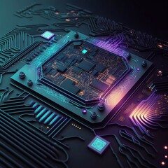 futuristic motherboard 3d illustration