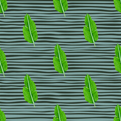 Tropical leaf seamless pattern. Exotic leaves background. Jungle plants endless wallpaper. Rainforest floral hawaiian backdrop.